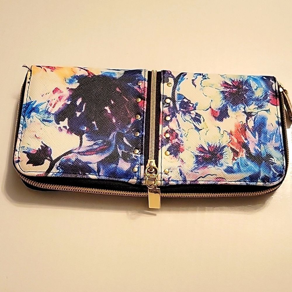 BRAND NEW LEATHER MULTI-COLOR ZIPPER CLOSURE DESIGN DETAILS WOMEN"S WALLET